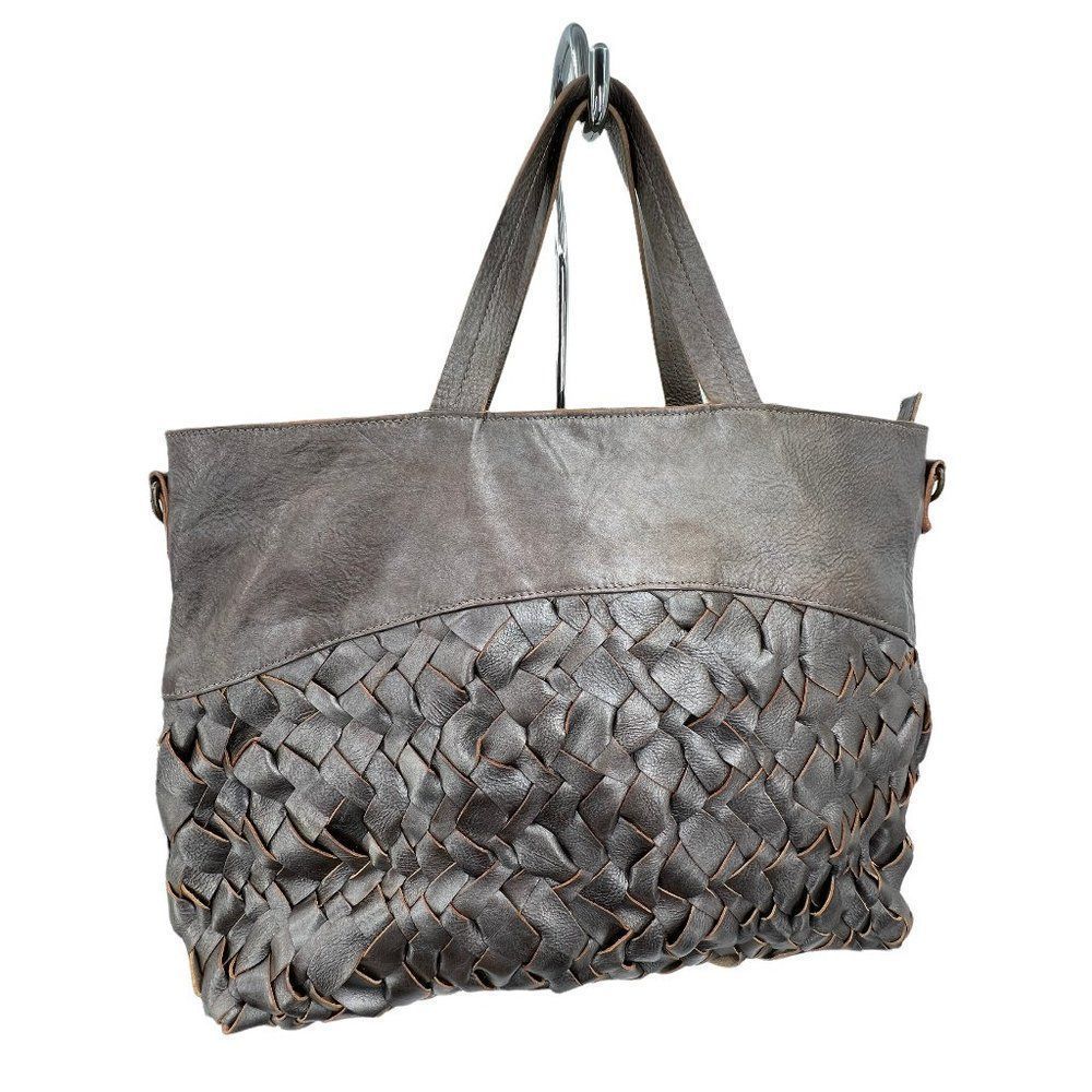 Rita Merlini Italian Designer Large Woven Leather Handbag Tote
